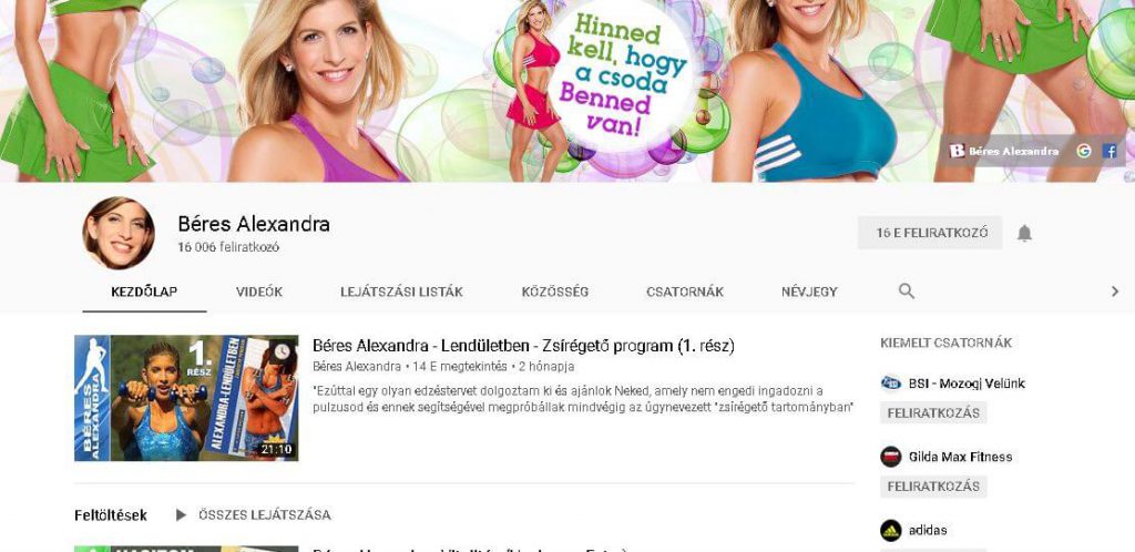 Az egyik legjobb magyar Youtube csatorna Béres Alexandráé